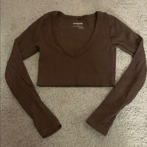 Garage Women's Brown Long Sleeve Crop Top